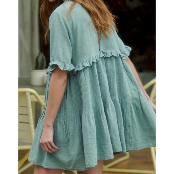 Free People Quiet Solitude Mini Dress in Mist Blue - Picture 2 of 8
